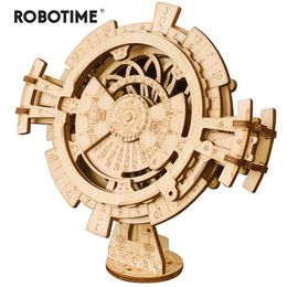 Robotime Creative DIY Perpetual Calendar Wooden Model Building Kits Assembly Toy Gift for Children Adult Drop LK201 220715