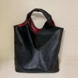 Women's Vintage Genuine Leather Tote Hobo Shoulder Bag Handbag Large A4 College School Work Business Bag For Female Double-sided 220326