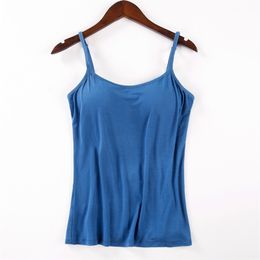 Sexy Tank Top Women Pad Bra Bustier Bralette Top Solid Color Built In Bra Padded Camisole Ladies Tank Tops Camisole Sling 220607