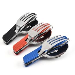 Portable Multifunction Dinnerware Sets Folding Cutlery Knife Fork Spoon Outdoor Sports Camping Picnic Stainless Steel Travelling Tablewa 20220422 D3