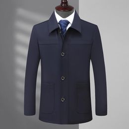 Men's Jackets Mens Coats Turn Down Collar Men Winter Jacket Button Pocket Clothing Plus Size Fashion Long Sleeve Coat MenMen's