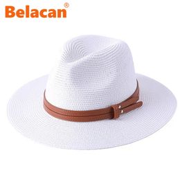 Panama For Women Summer Breathable Large Wide Brim Beach Party Sun Cap UPF50 UV Protection Men Luffy Straw Fedora Hats 220813