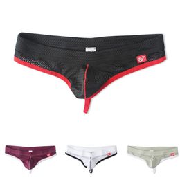 Underpants Men Breathable Comfort Mesh Bulge Pouch G-String Bikini Low Waist Thong T-Back Briefs Elastic Panties UnderpantsUnderpants