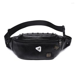 Waist Bags Mihaivina Men Skull Rivet Fanny Pack Belt Bag For Women Leather Shoulder Pouch Casual Luxury Designer BagWaist