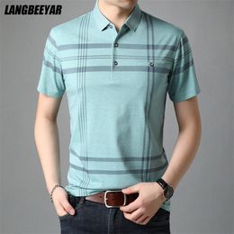 Summer Designer Brand Top Quality Striped Polo Shirts For Men Short Sleeve Casual Plain Tops Fashions Mens Clothing 220408