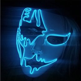 Party Masks Neon Light LED Halloween Scary Cosplay Masque Masquerade Costume Glow Props 220826