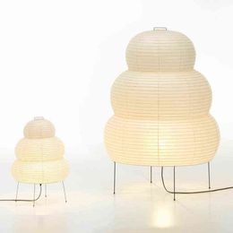 Japanese simple rice paper desktop decorative table lamp villa model studio caterpillar art table lamp H220423