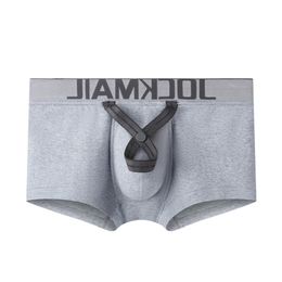 JOCKMAIL Sexy Men Boxer penis pouch U convex bulge Cotton Breathable Men Underwear Bullets Separated ring Gay 220423