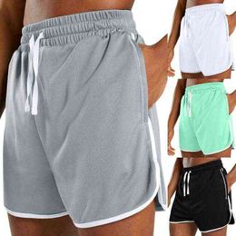 2022 Men's Shorts White Cotton Linen Male Summer Sport Splice Bar Drawstring Solid Pocket Quarter Pants House
