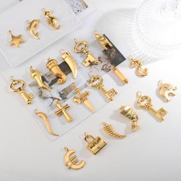 gold wear UK - Pendant Necklaces With Necklace For Women Men Gold Plated Copper 21pcs Pattern Wholesale Fashion Jewelry Daily Wear Anniversary