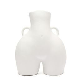 BAO GUANG TA White Arts Girl Vases Ass Flower Pot Woman Desktop Flowers Vase Home Decor Gift 210409