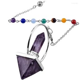 Pendant Necklaces 7 Chakra Reiki Healing Dowsing Crystal Spiritual Energy Prism Pyramid PendulumPendant