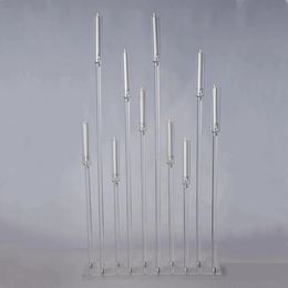 decoration Acrylic Candlesticks 10 Heads All Clear Candle Holders Wedding Candelabra Table Centrepieces Holder Candelabrum For Party Home imake087