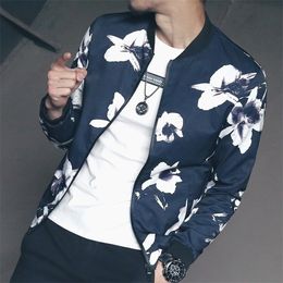 Spring Autumn Hip Hop Jacket Men Slim Fit Flowers Pilot Bomber Jacket Men's Stand Collar Coats Male Clothing USA Size 5XL T200319