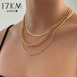 -Collana a catena di serpenti multistrato da 17 km per donne collane per maglione per girocollo per perle d'oro