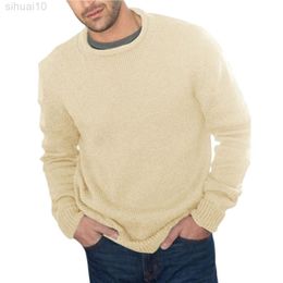Men Knitted Sweater Ribbed O-Neck Simple Knitted Top Men Autumn Solid Colour Wool Sweaters Slim Fit Knitwear Autumn Winter L220801