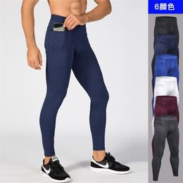 Men Pocket Gym Leggings Sport Pants Workout Fitness Compression calças homens calças de moletom respirável 220509