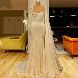 Sexy Mermaid Prom Dresses Sexy Sweetheart Long Sleeves Sequins Satin Appliques Beads Sequins Lace Floor Length Plus Size Formal Party Gowns Custom Made