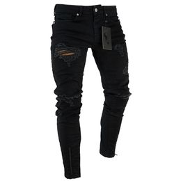 Negro Vaqueros Rotos De La Rodilla Para Los Hombres Oferta Online |  DHgate.com
