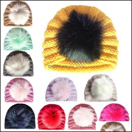 Party Hats Festive Supplies Home Garden Cute Baby Wool Hat With Hairball Children Knitted Winter Soft Warm Kids Beanies India Style Snow C