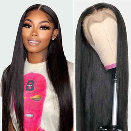 Hair Wigs Straight Lace Front 13x4 Pre Plucked Hd Frontal 32 30 Inch for Women Brazilian 180 Density Bone Human 220722