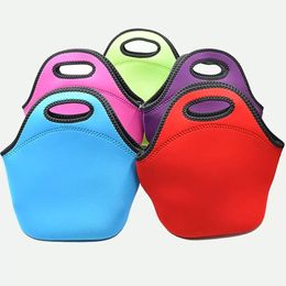New 17 colors Reusable Neoprene Tote Bag handbag Insulated Soft Lunch Bags With Zipper Design For Work School Fast Ship on Sale