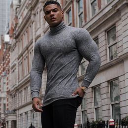 Etecredpow Men Knitwear Slim Fit Pullover Turtleneck Jacquard Pure Color Sweaters