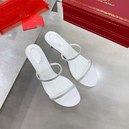 Rene caovilla 2022 high quality Sandals Designers 100% leather new Heeles sandal summer crystal womens wedding dress shoes Heels party sexy Slides slippers with box