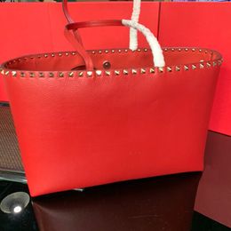 10A Fashion Bag designer totes rivet genuine leather Red Handbag composite handbags famous purse shopping bags big cross body travel shoulder bags With date code