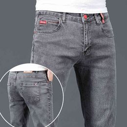 New Fashion Brand Slim Gray Blue Skinny Jeans Men Business Casual Classic Cotton Trend Elastic Youth Pencil Denim Trousers G0104