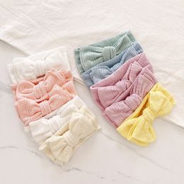 Newborn Cable Knit Bows Headband Baby Large Double Layer Bows Elastic Hair Bands Girls Headwear Infant Head Wraps Bulk