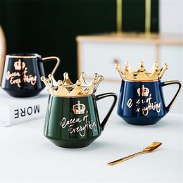 Nordic Crown theme Mug Coffee Milk Ceramic Mug Water Milk For Breakfast Cups 300ml Capacity Cute Coffee Mugs Girlfriend Gift 210409