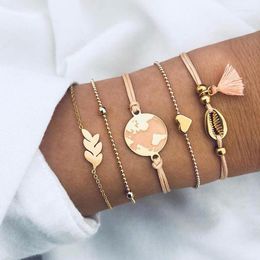 Charm Bracelets Pcs/Set Gold Link Chain Starfish Bracelet For Women Moon Sea Shell Forever Love Hand Bangle SetCharm BraceletsCharm Lars22