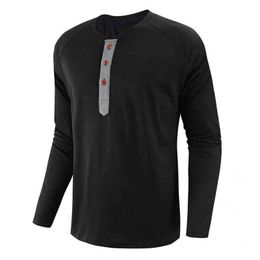 Sweater Top Skin-Touch Men Sweater Simple 3D Cutting Stylish Buttons Neck Solid Color Depth Shirt L220730