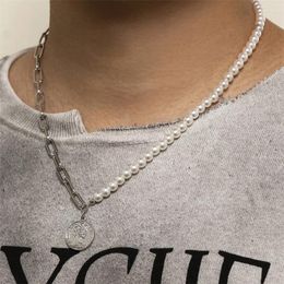 Chains European And American Exquisite Products All-match Stitching Pearl Necklace Fashion Men's Personality Trend QueenChains Godl22