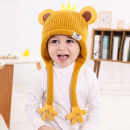 Caps & Hats Knitted Warm Winter Balaclava Beanie For Born Boys Outdoor With Ears Cartoon Child Girls Bannines Kids AccessoriesCaps