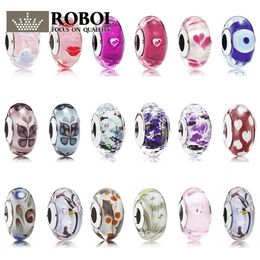 2022 newest story toy series charm 925 Sterling Silver Pandora Charms for Bracelets Red Murano Slice Multicolor Cut Real Murano Glamorous Glass wholesale box T2402