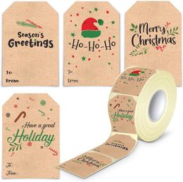 Gift Wrap 50-250PCS 2 3inch Tags For Christmas Holiday Santa Claus Self Adhesive Stickers Perforated ChristmasGift