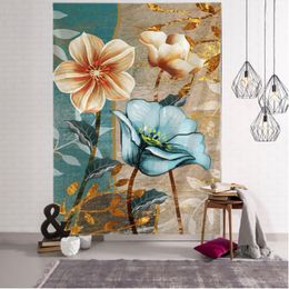 Tapestries Plant Flower Tapestry Wall Hanging Bohemian Oil Painting Mattress Hippy Printing Polyester Home DecorTapestries