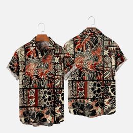 Men's Casual Shirts Men's Fashion T-Shirts Hawaiian Tropical Camicias 3d Print Cozy One Button Short Sleeve Beach Oversized Clothes 3Men