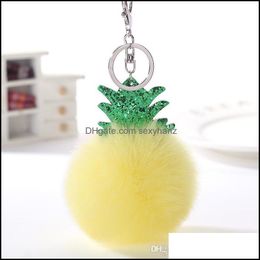 Keychains Fashion Accessories Creative Christmas Tree Pompom Rabbit Fur Ball Plush Keychain Car Key Pendant 16 Styles Women Gift Drop Delive