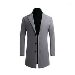 Men's Trench Coats Men Wool Blends Autumn Winter Solid Colour High Quality Luxurious Coat Male Viol22