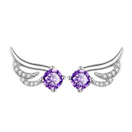 Angel Wings Rhinestone Hanging Dangle Exquisite Exaggerated Fashion Stud Earrings Elegant Silver Earrings