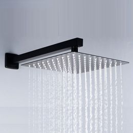 20cmx20cm Black Rain Shower Ultra Thin Rain Shower Head with Arm & Chuveiro Ducha 40cm Arm.Accessorie Banheiro