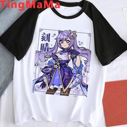 Men's T-Shirts 2022 Cute Genshin Impact T Shirt Men Game Graphic Tees Kawaii Summer Tops Harajuku Cartoon T-shirt Funny Keqing Unisex Male