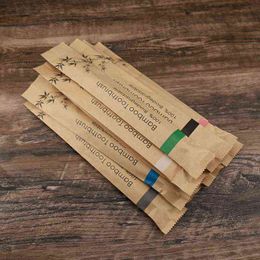 Toothbrush 100pcs Eco Friendly Bamboo Resuable Toothbrushes Portable Adult Wooden Soft Tooth Brush Customised Engraving 0511