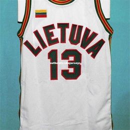 Xflsp Sarunas Marciulionis #13 Lithuania Basketball jersey Lietuva New Sewn Any Mens Jerseys