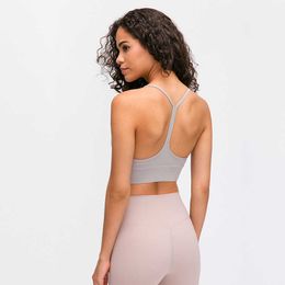 LU-19 Fitness Yoga Reggiseno per donna Push Up Solid Backless Corsa Palestra Allenamento Crop Top Allenamento sportivo Femme Biancheria intima imbottita Donna