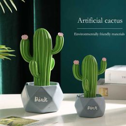 Decorative Flowers & Wreaths Artificial Cactus Succulents Prickly Pear Potted Desktop Decoration Resin Sculpture Home Decor Plant ToyDecorat