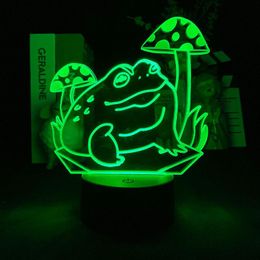 Night Lights Cute Frog Cartoon LED Nightlight For Children Colorful Changing Light Room Home Decorative Table 3d Lamp Kids Xmas GiftsNight